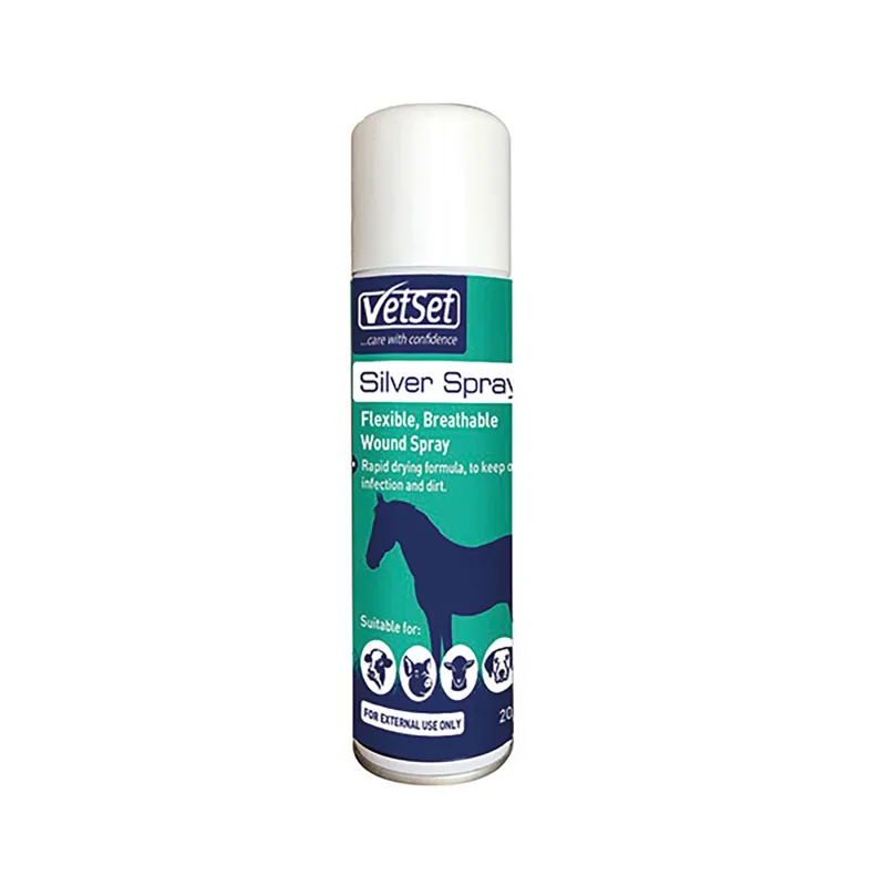 Vetset 200ml Aluminium Silver Spray Wound Spray